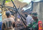 Serma Sadino Babinsa Desa Sambirobyong Kerja Bhakti Bersihkan Puing Puing Rumah  Akibat Hujan Deras