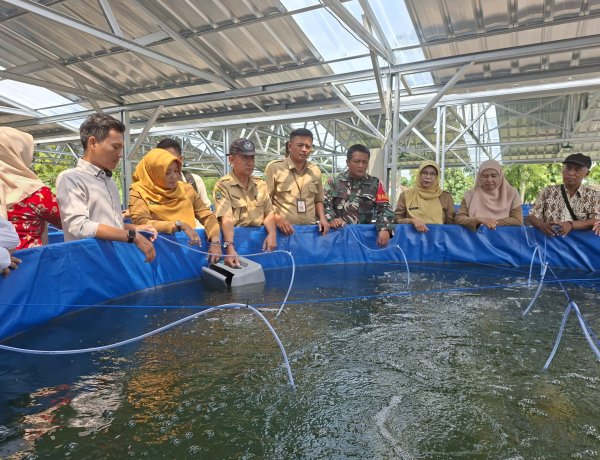 Dukung Kemandirian Ekonomi Desa, Babinsa Koramil 0804/04 Dampingi Kegiatan Penaburan Binih Ikan Lele